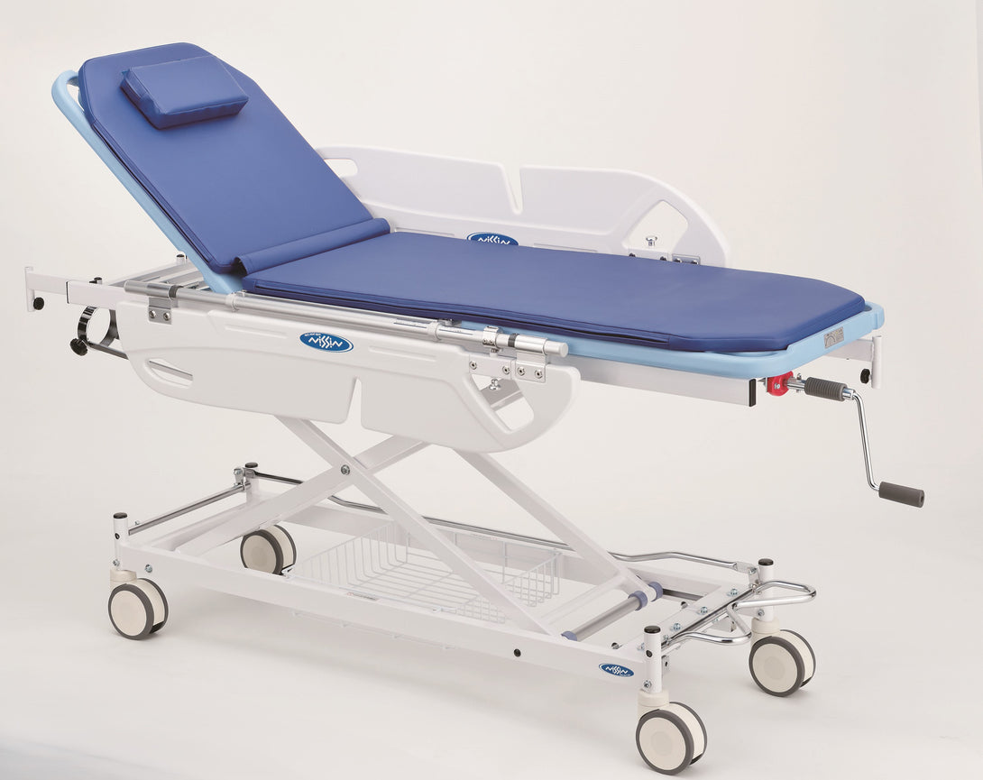 省力昇降機構付ストレッチャー 担架固定型  NBST-212DB (背上げあり)