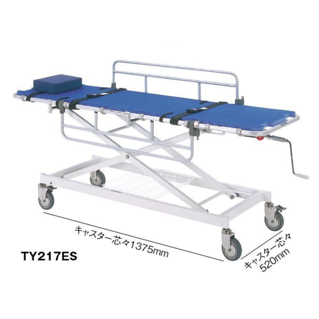 浴室用ストレッチャー アルミ製･担架固定型 対角二輪ストッパー付  TY217ES-600