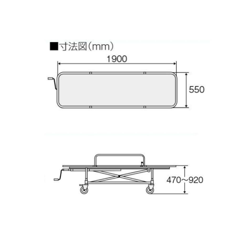 浴室用ストレッチャー ステンレス製担架固定型･昇降式  TY225ESS